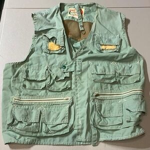 Vintage World Famous Fishing Vest Sanforized Deluxe Men's Large L Utility Pocket